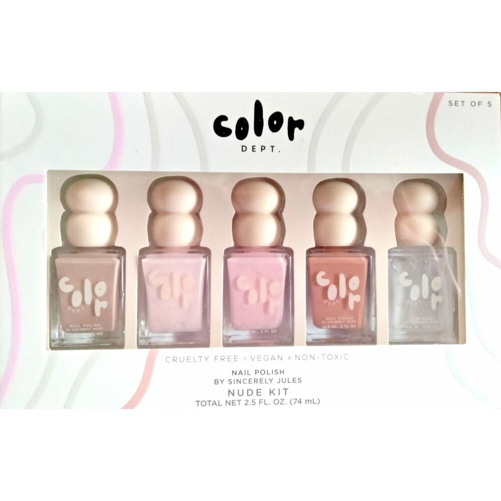 COLOR DEPT Nail Polish Kit Nude: Peach Sorbet~Tickle Me Pink ~Taupe~Darling~Top